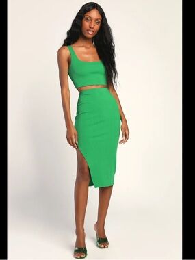 Set For Life Green Ribbed Bodycon Two-Piece
Dress